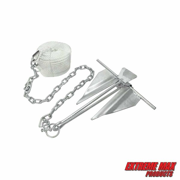 Extreme Max Extreme Max 3006.6717 Complete Slip Ring Anchor Kit w Rope / Anchor Chain / Shackle-#7 / 4.5 lbs. 3006.6717